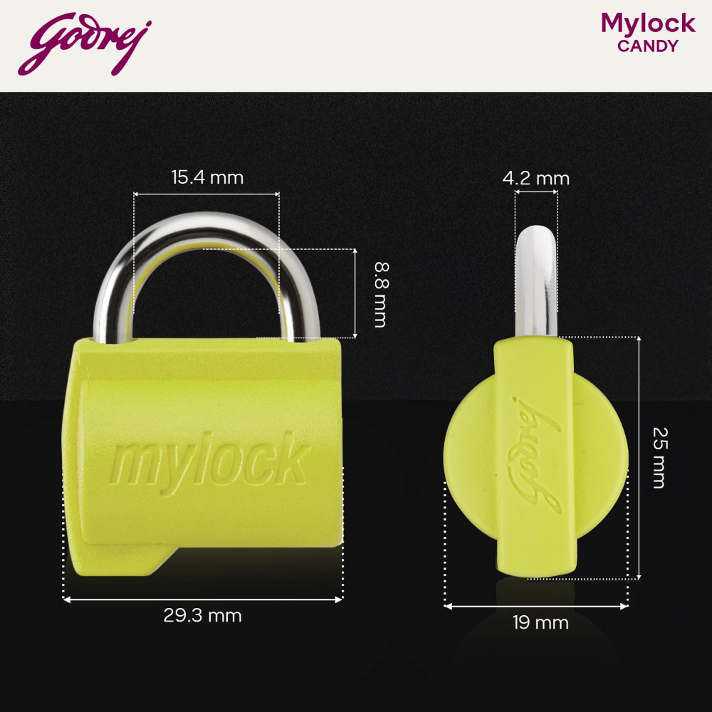 Godrej Locks I MyLock Candy Catus Green Pack of 4 | Common Keys | Self-Locking Padlock | Rust Resistant | ABS Body | Travel Lock | CPU and Bag Lock | Tamper-Proof | 1 Year Warranty I 9618
